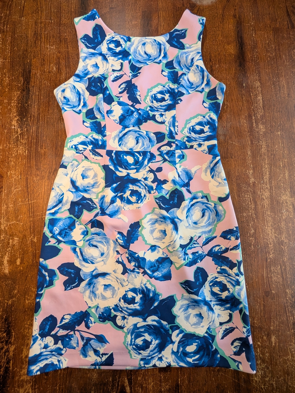 Betsey Johnson Sheath Dress Womens 10 Pink Blue Floral Wedding Cocktail Spring
